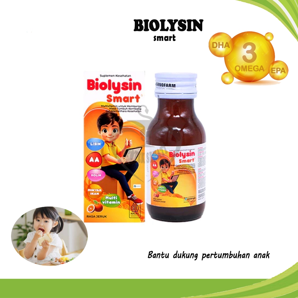 Sirup Biolysin Smart Multivitamin Otak Anak Biolisin Rasa Jeruk 60/100ml Kemasan Baru