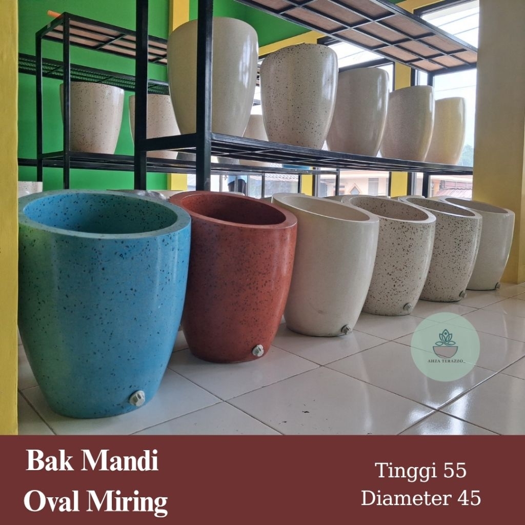 Bak Mandi Oval miring Teraso | Aestetik Klasik Minimalis