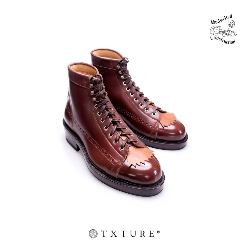 TXTURE — Supremacy Monkey Boots — Redbrown — Handwelted Leather lace-to-toe Shoes