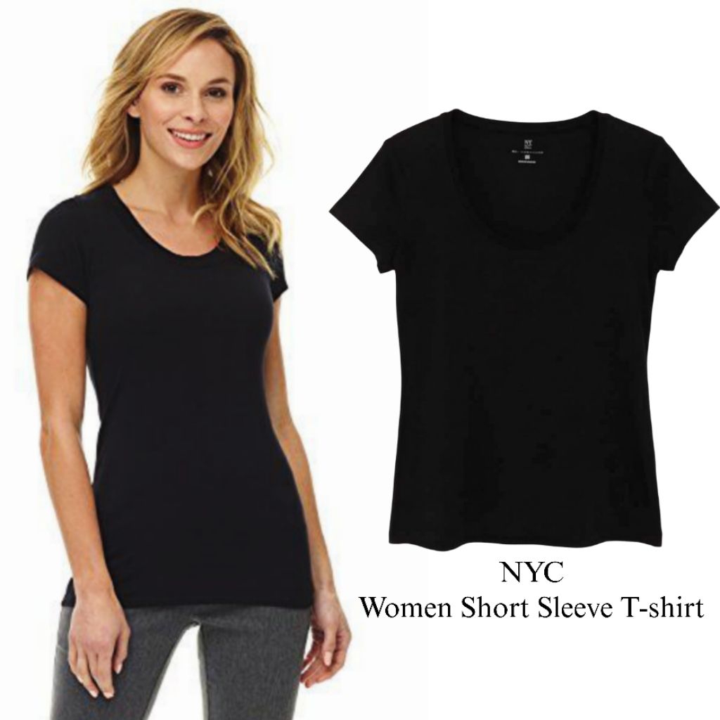 NYC Short Sleeve Black Roundneck T-shirt/Kaos Wanita Original Branded/Kaos Wanita Terbaru/Kaos
