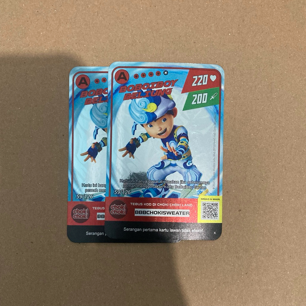 Kartu Hologram Foil Choki Choki Monsta Galaxy Card Boboiboy Beliung
