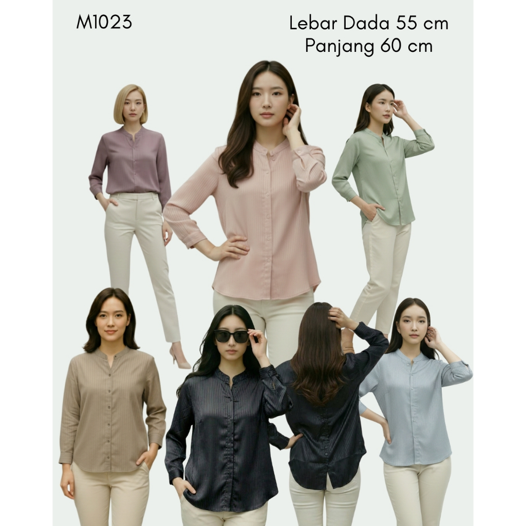 Kemeja Wanita Polos Lengan Panjang Bahan Katun Model Slimfit/Kemeja Wnita Basic/Atasan Wanita/M1023