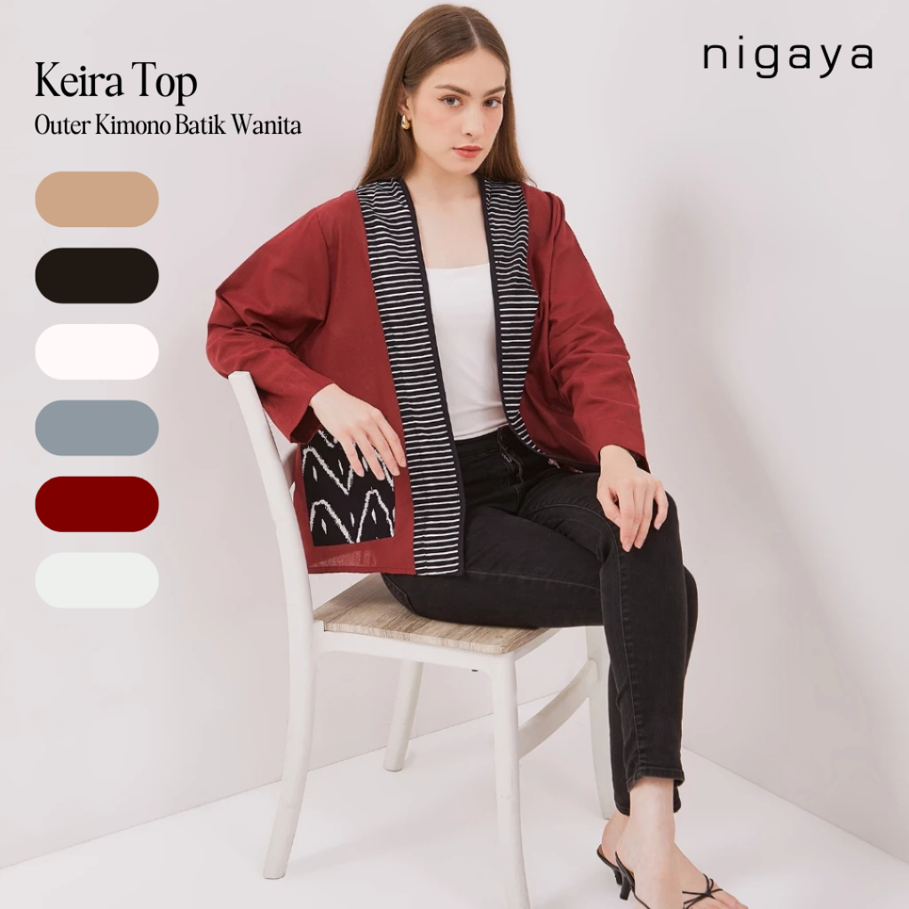 NIGAYA - Keira Top - Outer Kimono Atasan Batik Wanita Lengan Panjang