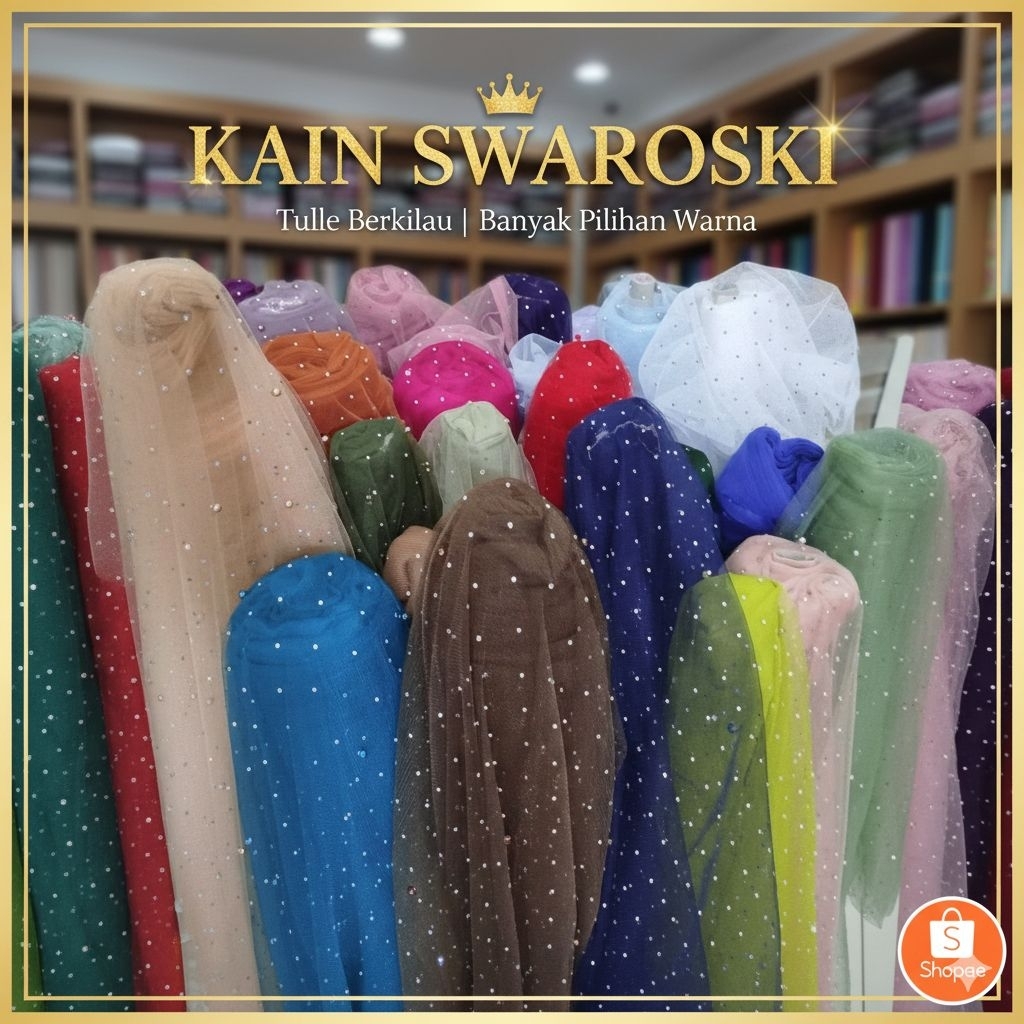 kain swaroski. kain payet. swaroski payet mahogani. kain swaroski. kain mutiara kain tulle