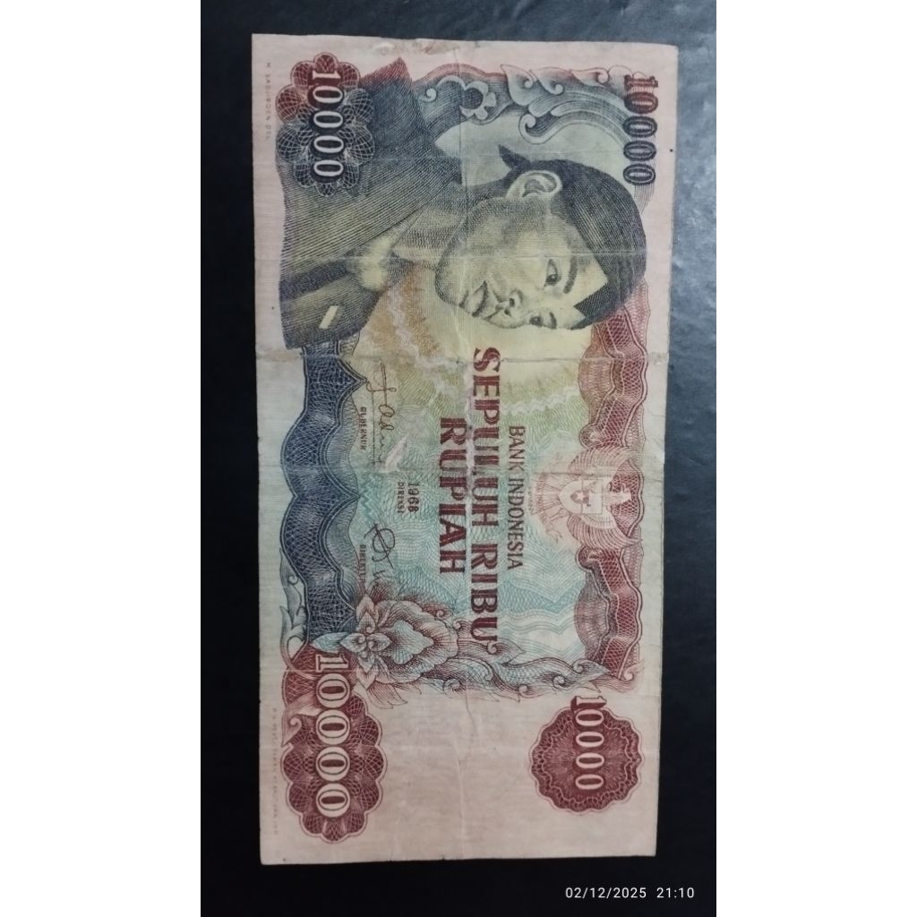 UANG KUNO 10000 RUPIAH SUDIRMAN TAHUN 1968