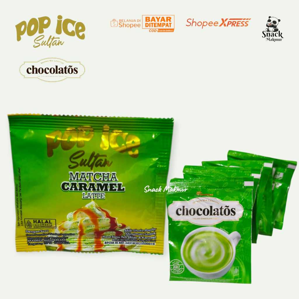 POP ICE SULTAN MATCHA CARAMEL DAN CHOCOLATOS DRINK MATCHA HARGA PER 2 VARIAN PRODUK 2 RENCENG 20 pcs