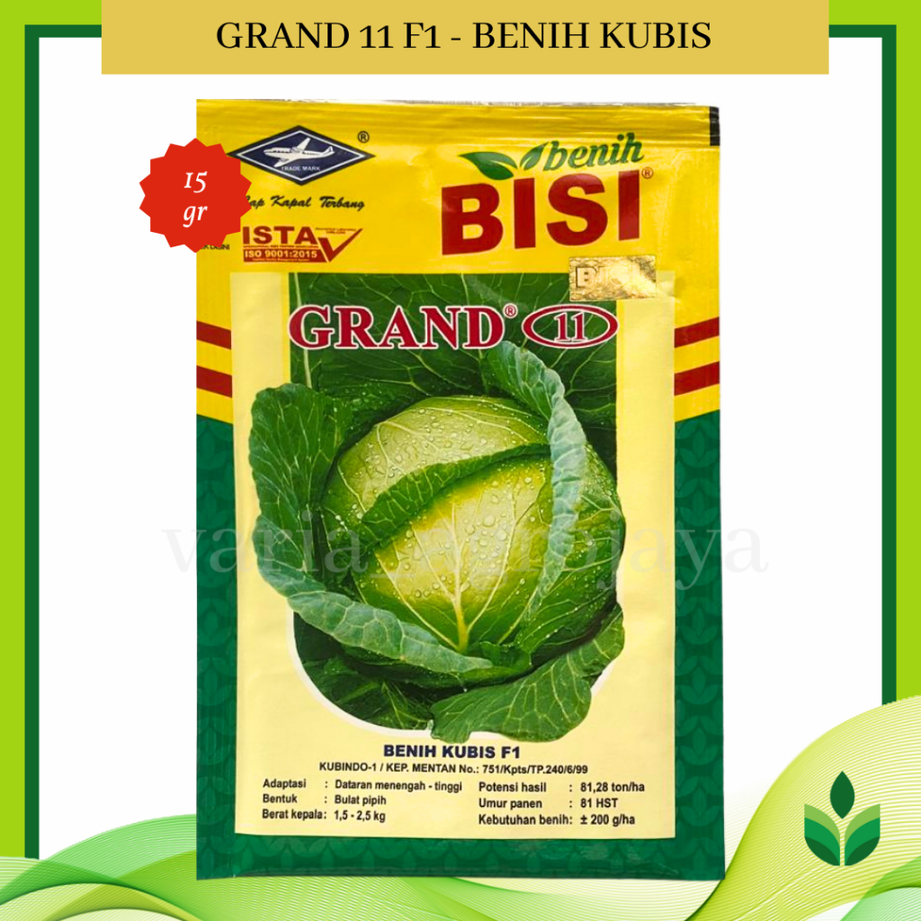 Benih Bibit Kubis Grand 11 F1 15 gr - Benih Bisi