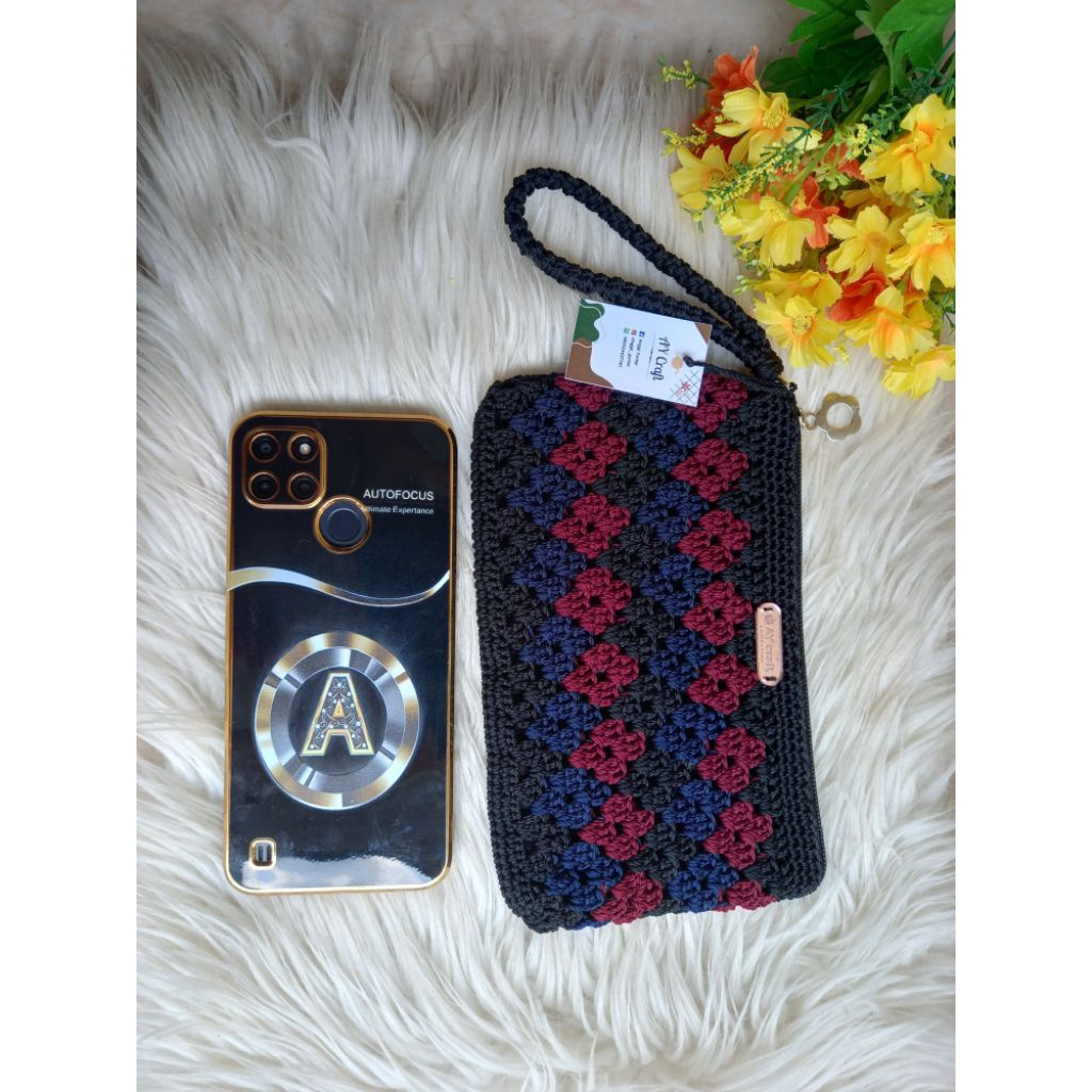 AY craft Dompet HP rajut motif 3 warna