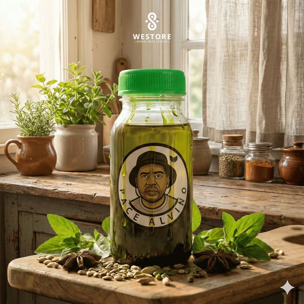 Minyak Oles Daun Tiga Jari Alvino Papua 50 ML Asli / Minyak Alvino Papua Asli Tiga Jari