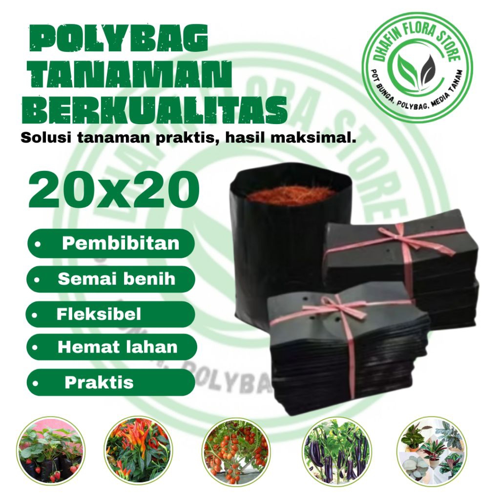 polybag tanaman 20x20 cm polybag murah berkualitas tebal untuk bibit tanaman sayur, buah, dll