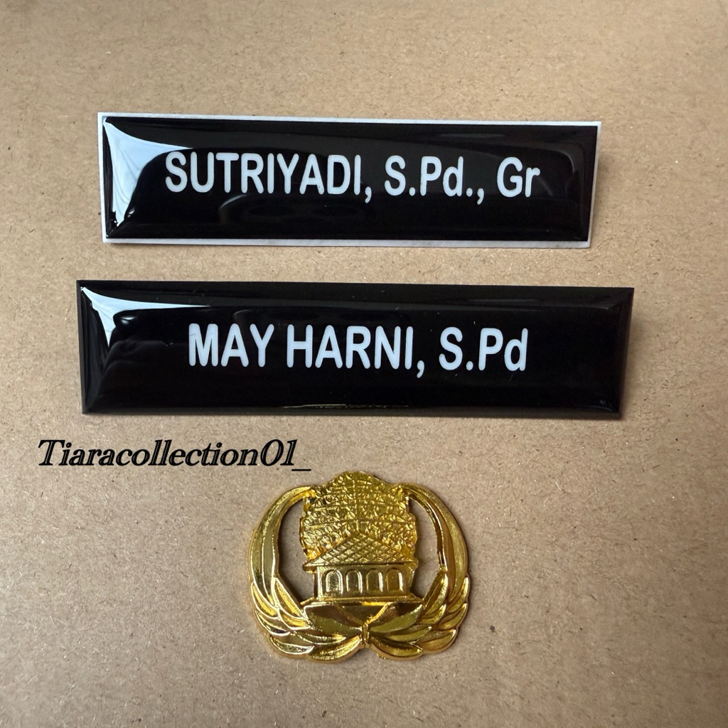Papan Nama Dada Grafir Lapisan Coating Resin + Pin Korpri Lencana Korpri