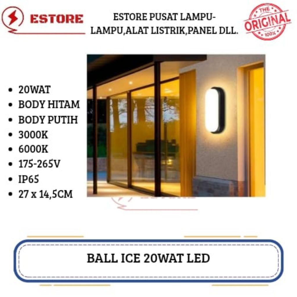 lampu ball ice 20wat oval wal lamp 20wat led