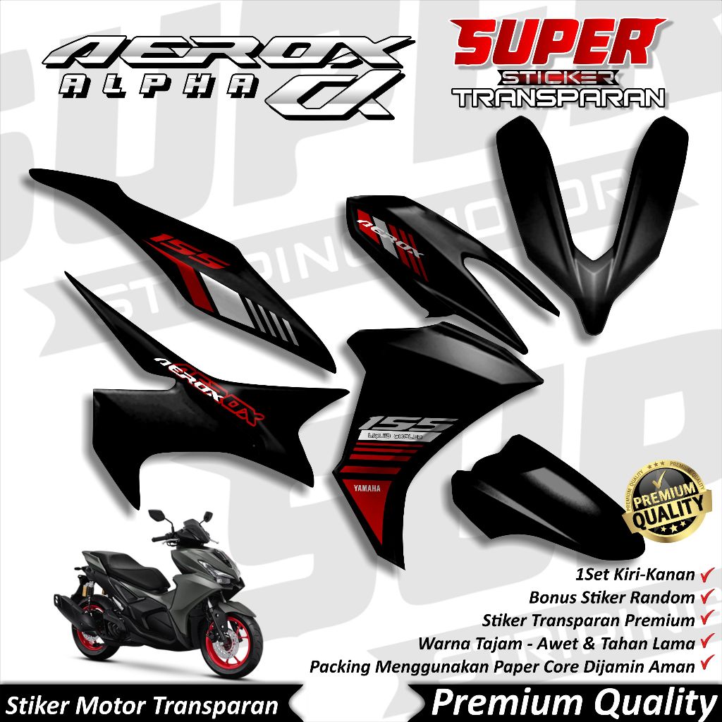 Stiker Aerox 155 NEW Transparan keren Striping Aerox ALPHA 155 New Stiker Transparan UV Aerox 155 NE
