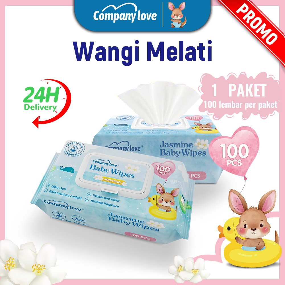 Tisu Basah Bayi Isi 100 Lembar Tisu Basah Wangi Melati 100 Pcs Lembut Tanpa Alkohol untuk Perawatan 