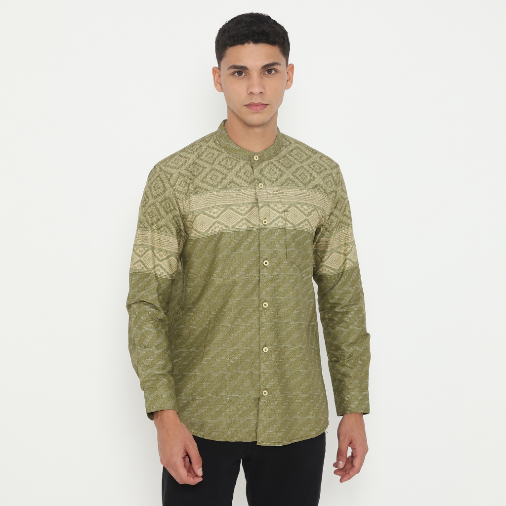 Vanfive Kemeja Koko Shanghai Kemko Pria Lengan Panjang HAIKAL - Sage Green