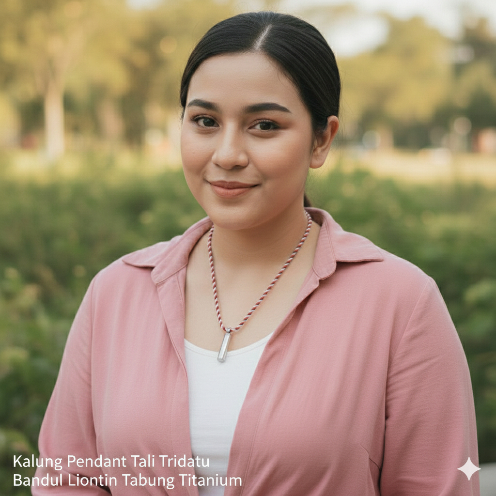 KALUNG TRIDATU LIONTIN TABUNG PUTIH TITANIUM