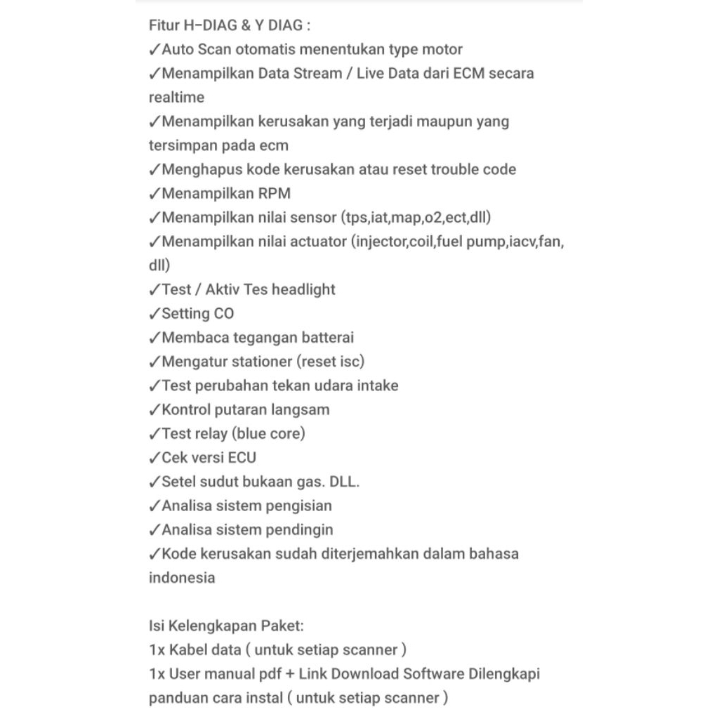 H Diag scanner injeksi motor Honda