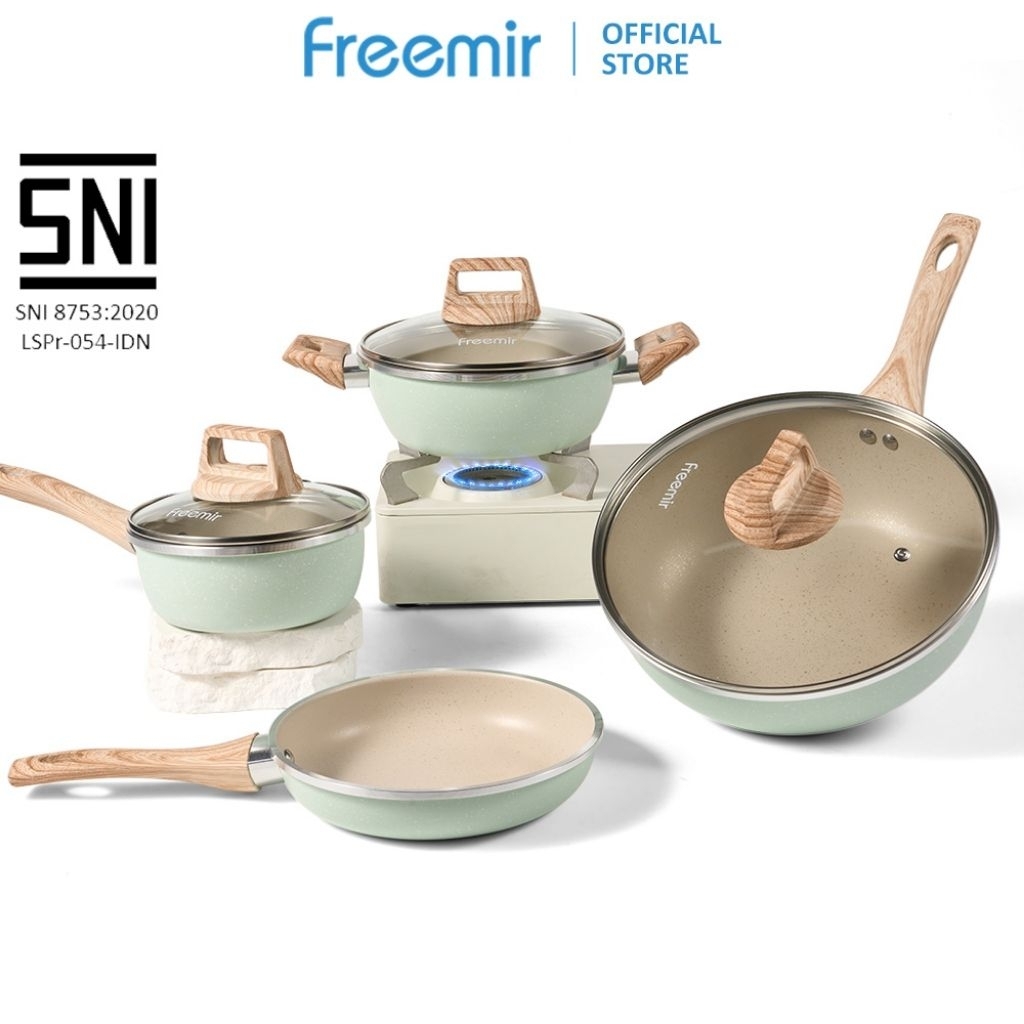FREEMIR Set 7 Anti Lengket, wajan penggorengan teflon, panci