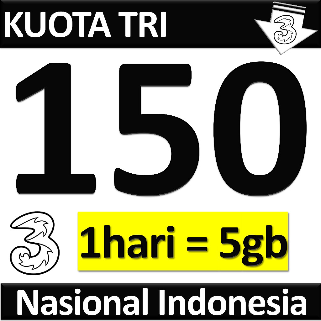 Paketdata Tri 30 Hari dengan Kuota 30GB, 60GB, 150GB, 300GB
