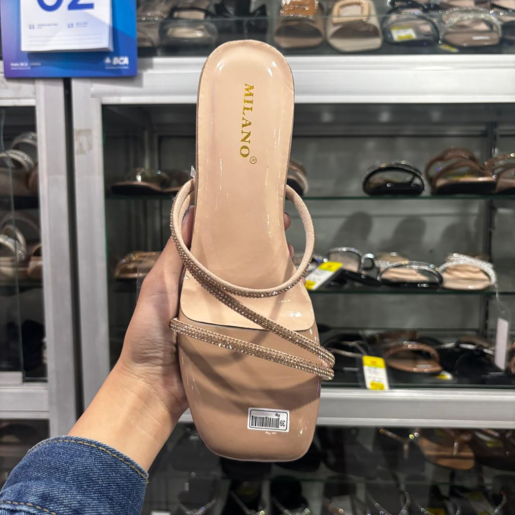 Samdal Wanita Milano hak 3cm hak kaca