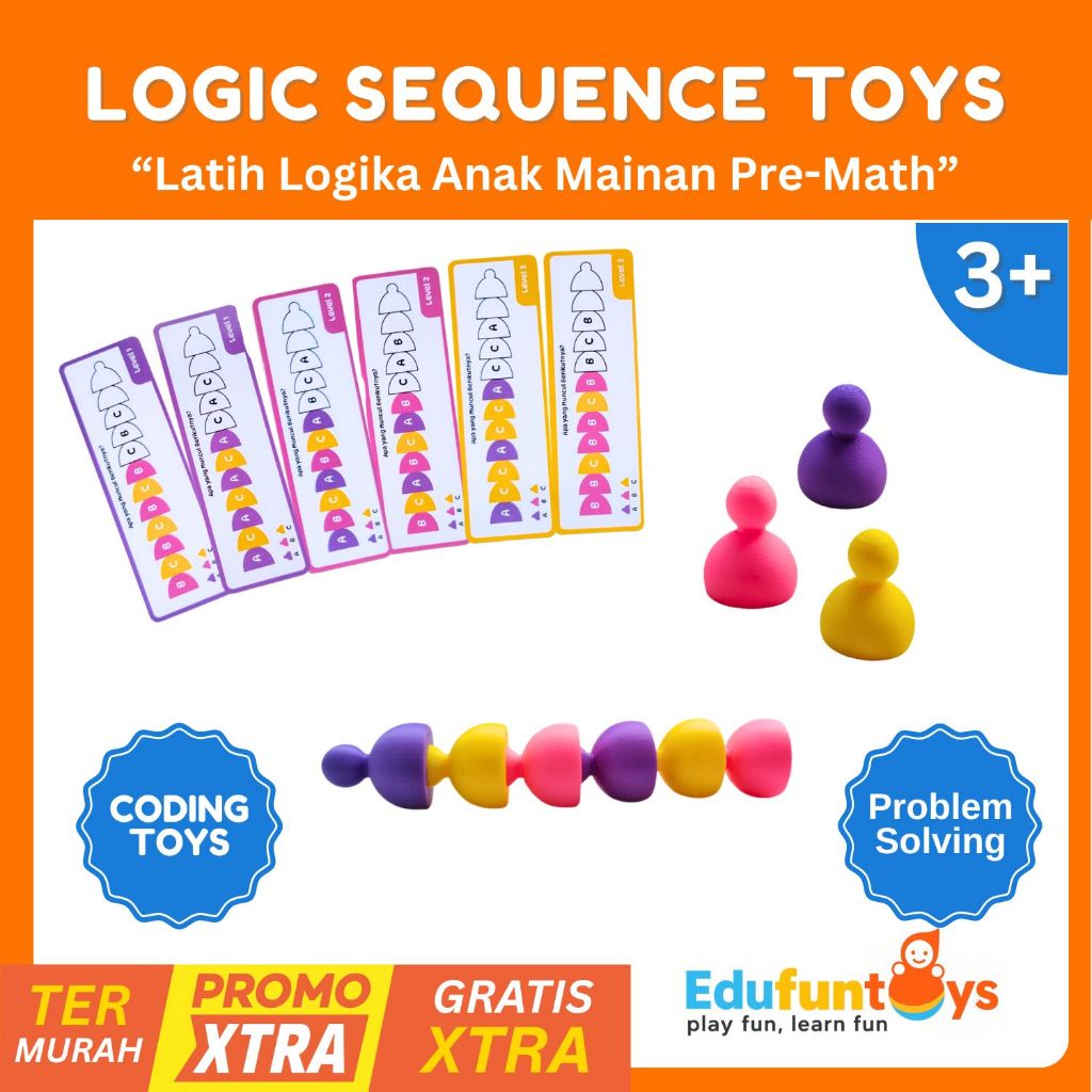 [EDUFUNTOYS] Pattern Logic Sequence Toy – Mainan Susun Pola & Logika Anak 3 Level Coding Toys