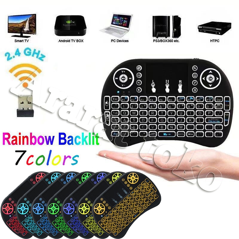 Keyboard Air Mouse i8 Mini Keypad Wireless Touchpad Backlight Rainbow