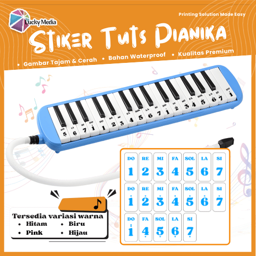 Stiker Not Pianika Tuts Pianica 1 Do Re Mi Lengkap Angka Huruf Simple Sticker Anak Sekolah TK SD SMP