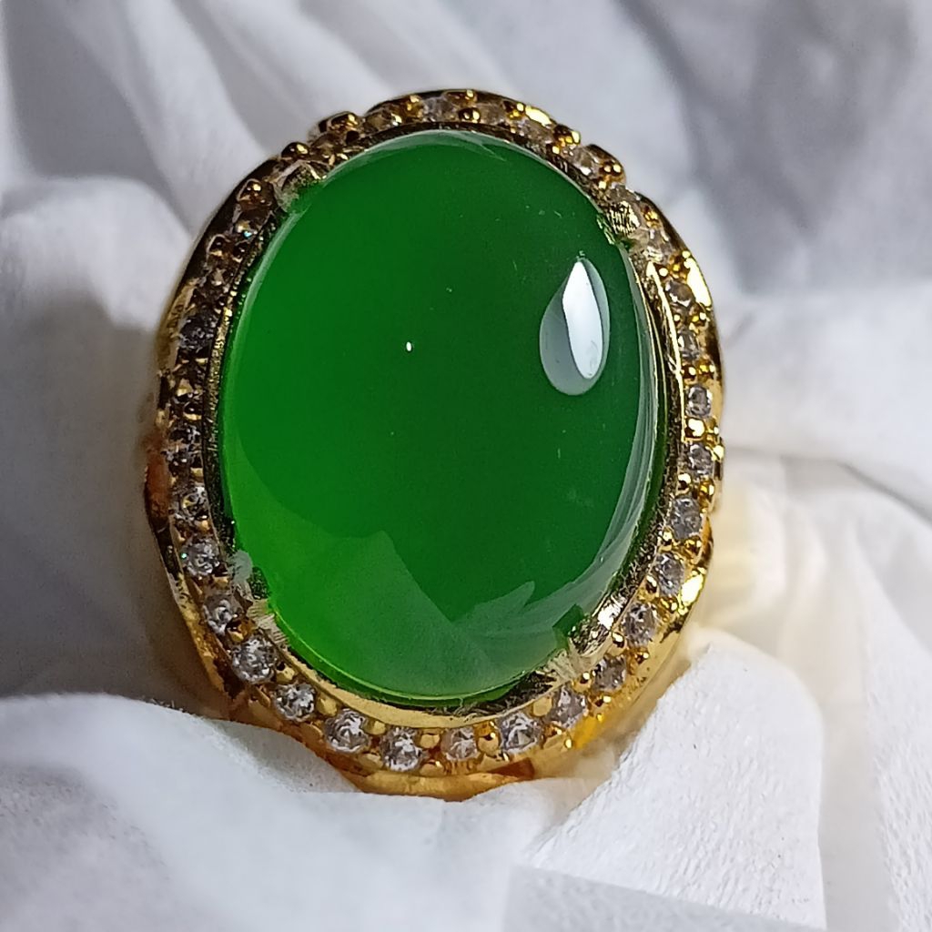 CINCIN BATU NATURAL GREEN HIJAU GARUT CALSEDON 100% ASLI ALAM