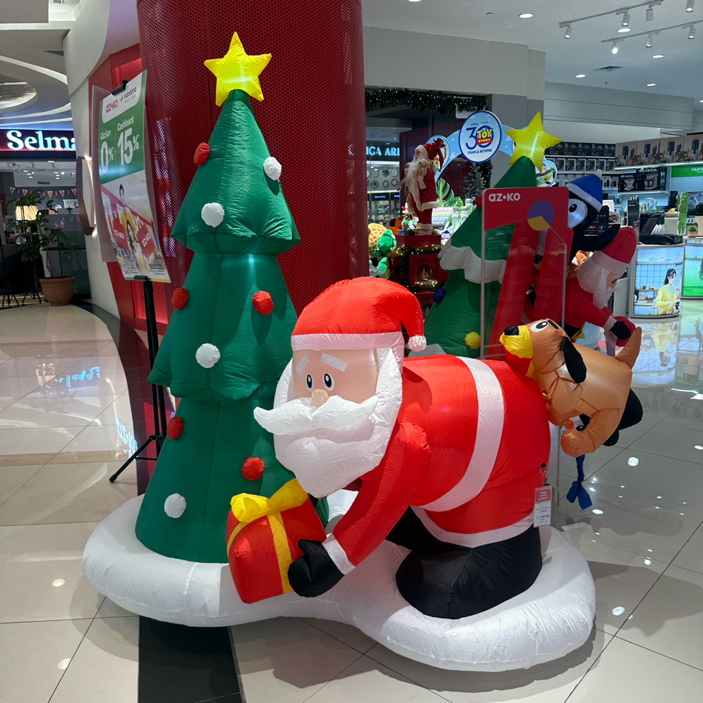 Noelle 180 Cm Patung balon Boneka Santa Claus LED Dekorasi natal