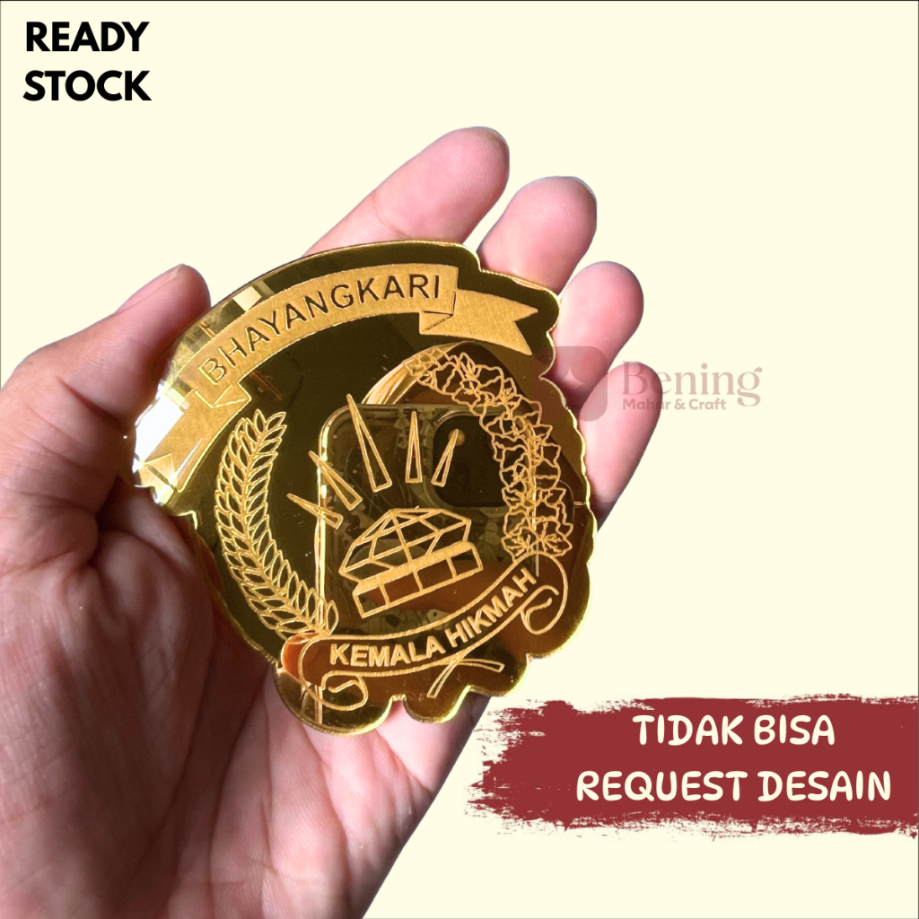 Logo Bhayangkari Polri Lambang Akrilik Hiasan Mahar emblem acrylic Mirror polisi TNI AKRILIK MIRROR 