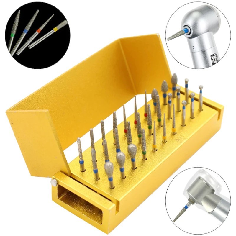 1Set Isi 30 Burs + Tempat Kotak Diamond Bur High Speed Bur Diamond High Speed Diamond Bur Gigi