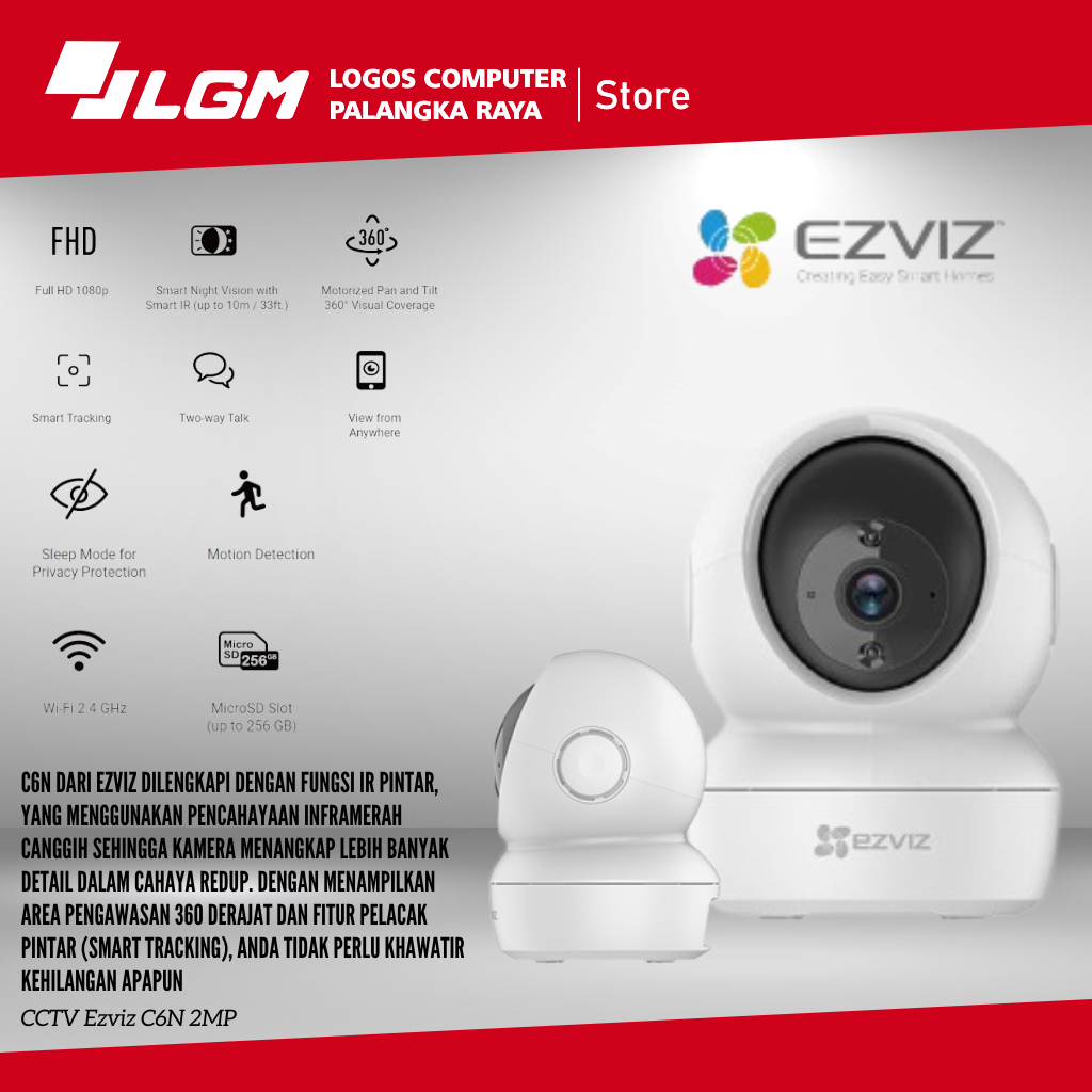 Lensakitabest Ezviz C6N 2MP Smart Camera 1080P