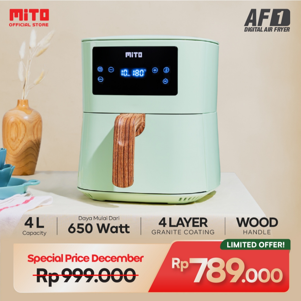 Mito AF1 Digital Air Fryer 4L - Penggorengan Tanpa Minyak