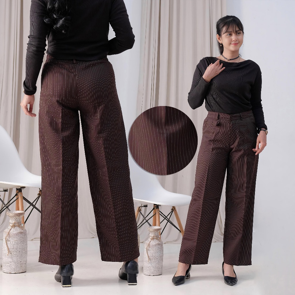 Oro Pants Stripe Salur COKLAT