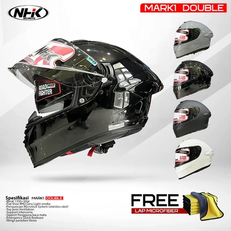 Helm NHK MARK 1 DOUBLE VISOR - Helm Full face Nhk Solid double visor
