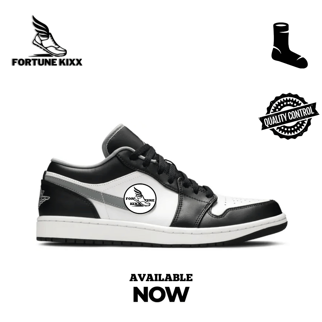 Sepatu Pria Air Jordan 1 Low Black White Grey
