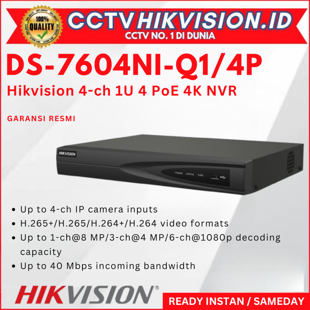 Hikvision NNVR 4CH DS-7604NI-Q1/4P NVR 4 Channel PoE IP Camera Hikvision POE Kamera Onvif