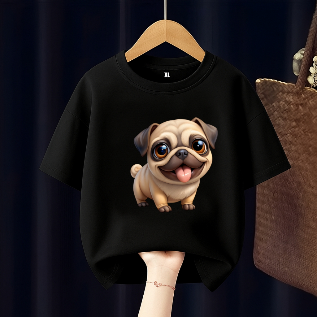 BAJU KAOS ANAK ANJING PUG DOG FREE CUSTOM NAMA