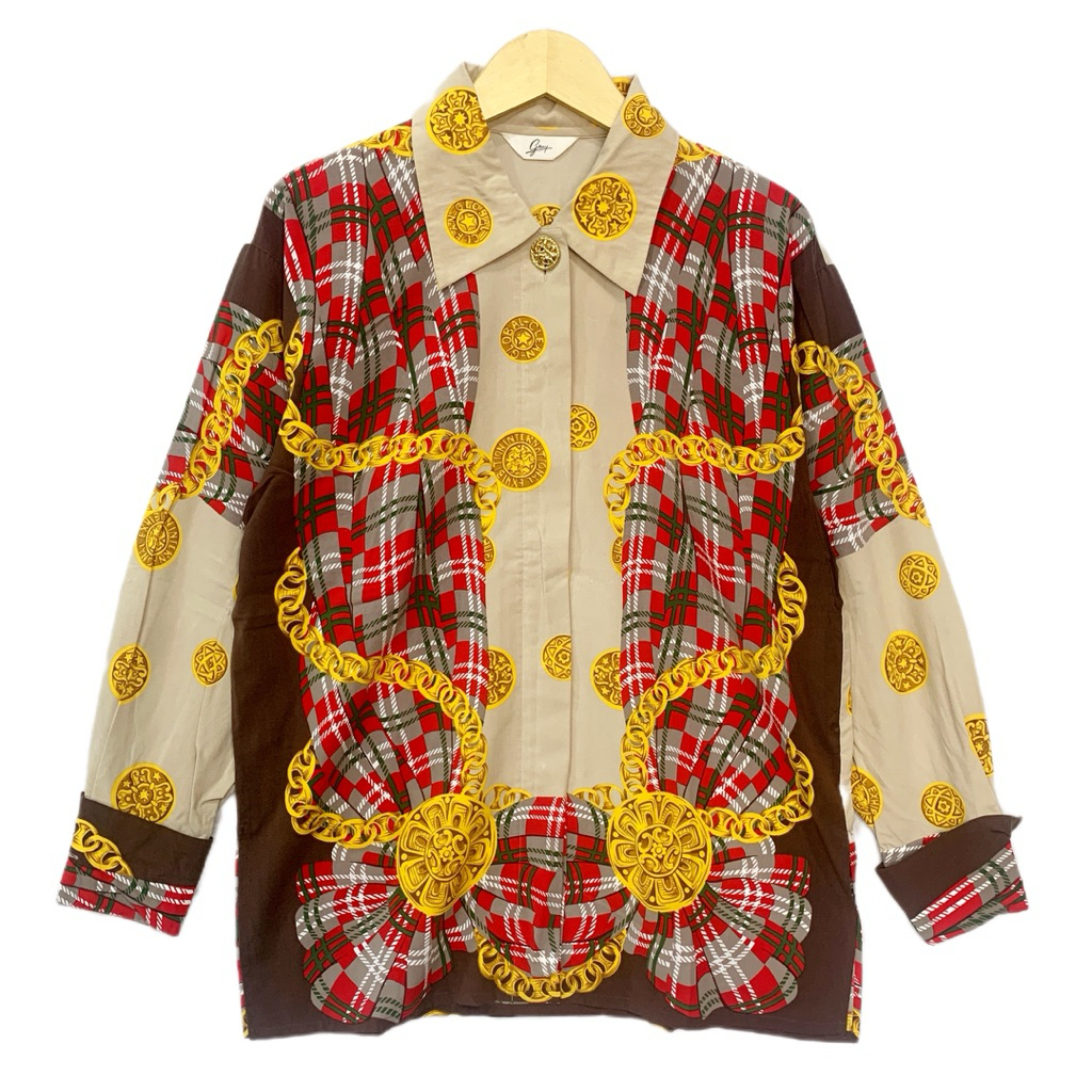 kode A826 Size XL lokal kemeja vintage kemeja unik kemeja motif mewah kemeja motif rantai kemeja uni