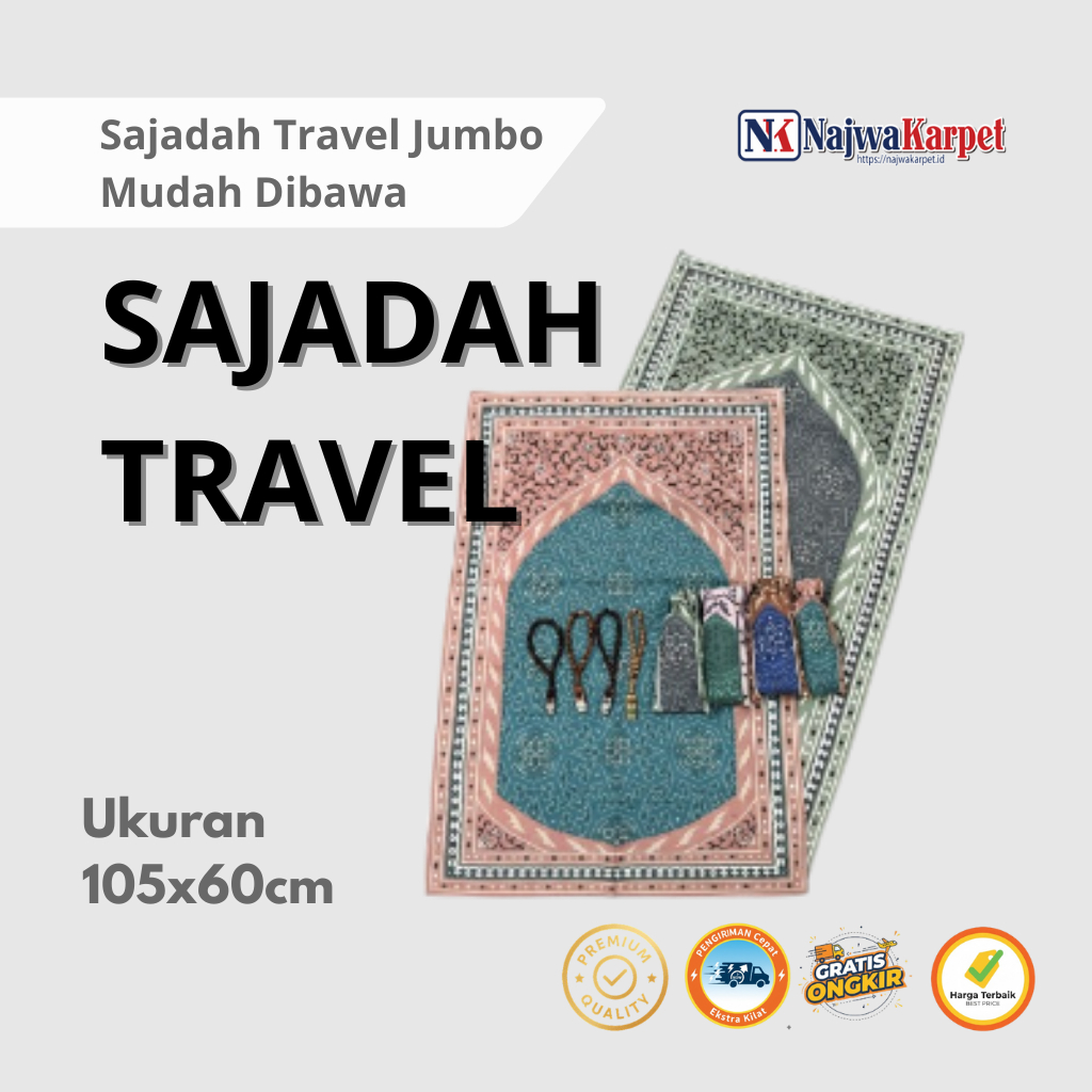 Sajadah Travel Jumbo Lipat Portable - Sajadah Mukena Traveling Dewasa / Sejadah Praktis