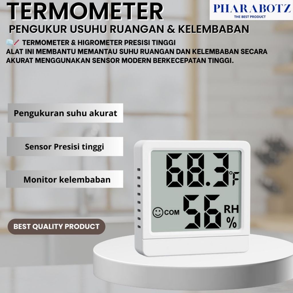 Termometer & Hygrometer pengukur suhu ruangan dan kelembaban akurat