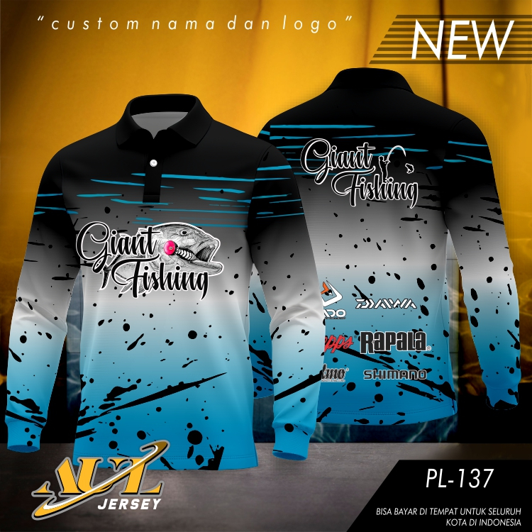 Baju Mancing Kerah Lengan Panjang - Jersey Mancing Costum -Baju Mancing Lengan Panjang