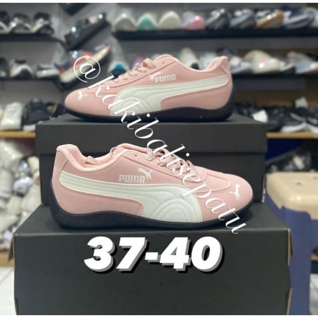 sepatu poema pink white wanita