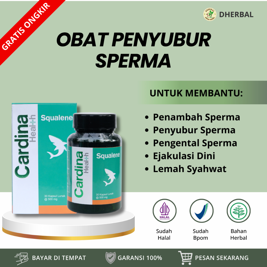 Cardina Health Squalene, Obat Penyubur Sperma, Obat Penambah Sperma, Obat Pengental Sperma, Obat Eja
