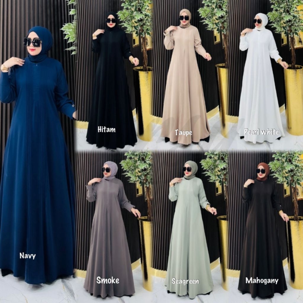 LANA ABAYA BY ARSY HIJAB ARSY BASIC ABAYA HITAM PUTIH DRESS UMROH HAJI
