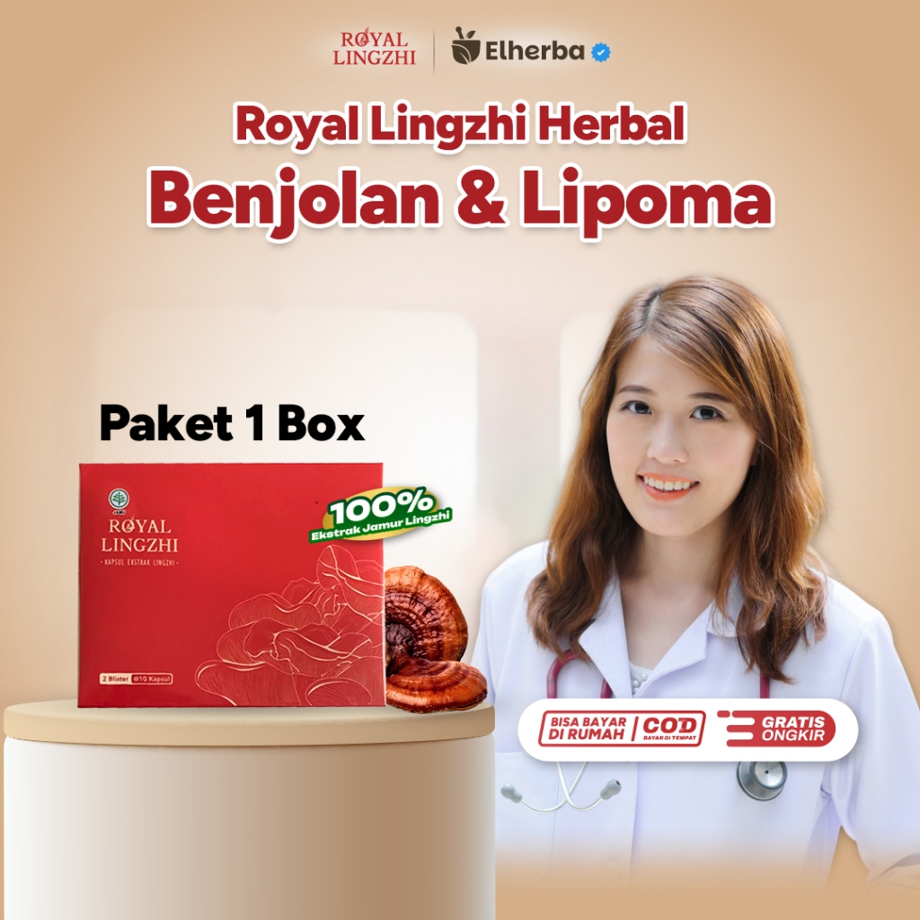 Royal Lingzhi Kapsul Obat Benjolan & Lipoma Ekstrak Jamur Lingzhi Bantu Jaga Kesehatan Isi 20 Kapsul