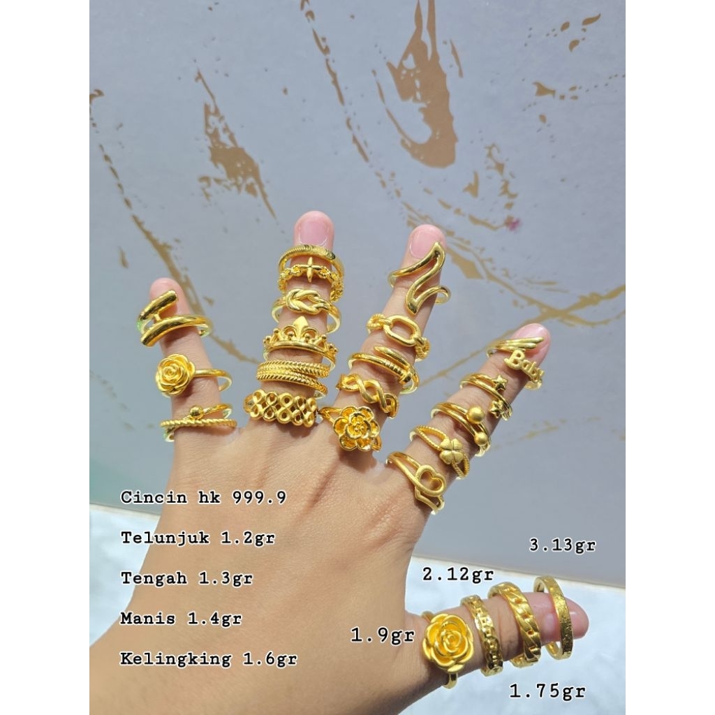 Cincin emas HONGKONG 999.9 Aurel Rose