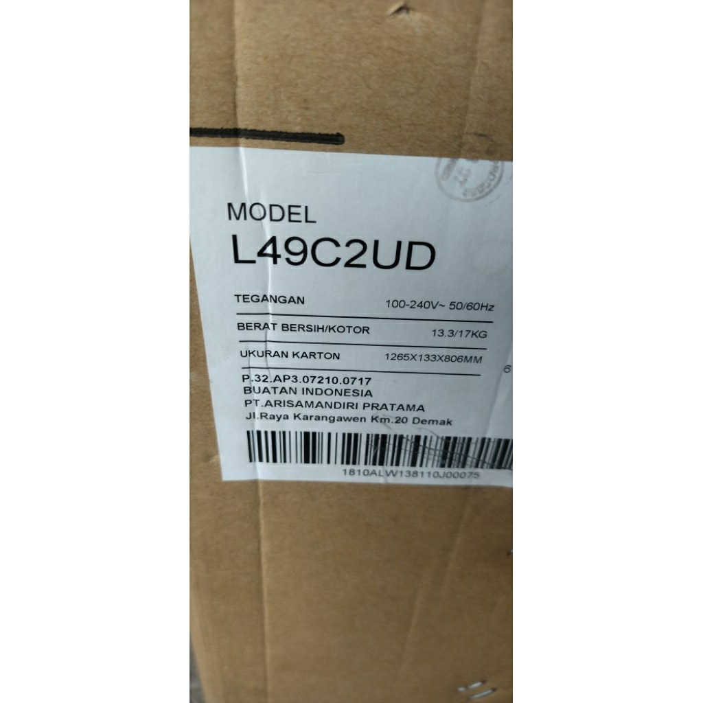 unit tv tcl 49cu2d layar rusak