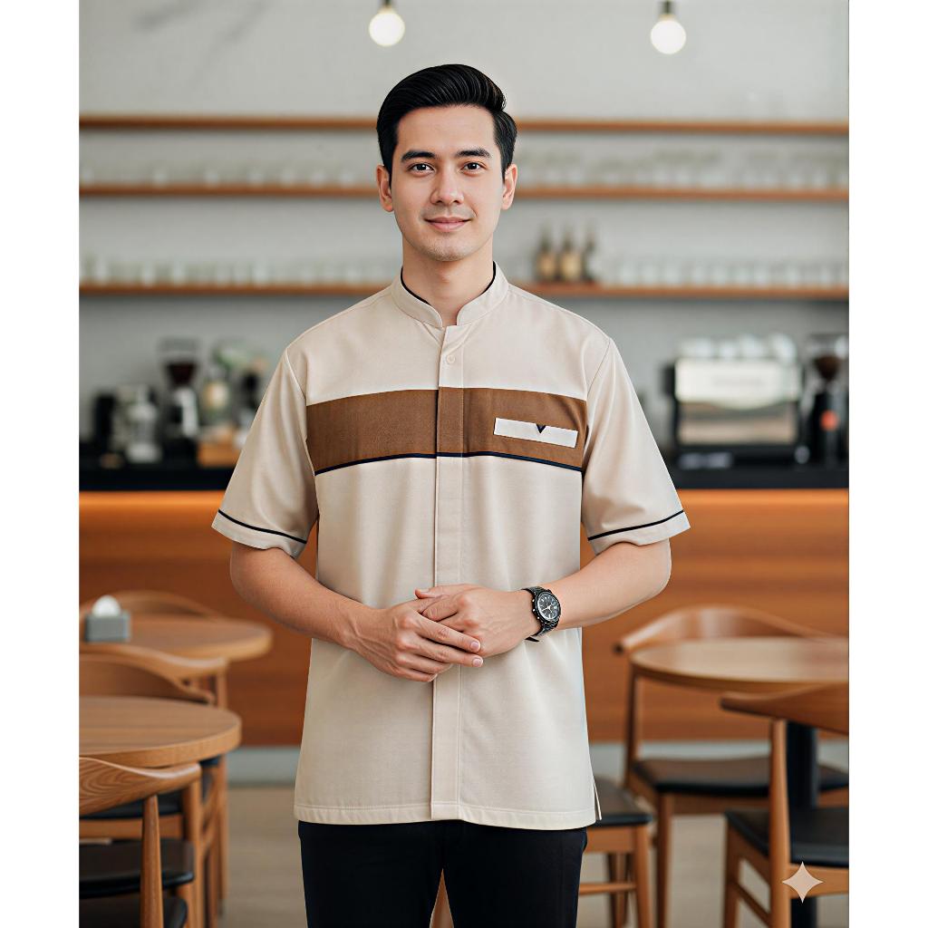 Baju Koko NAQI Lengan Pendek Baju Kurta Kain Katun Sigaret Baju Taqwa Kombinasi Kekinian