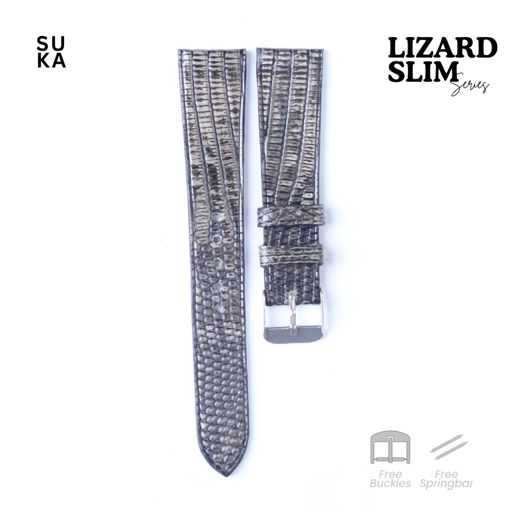 Lizard Slim Series – Abu Tua | Strap Jam Tangan Kulit Lizard Premium | Handmade, Elegant, Tipis & Ny